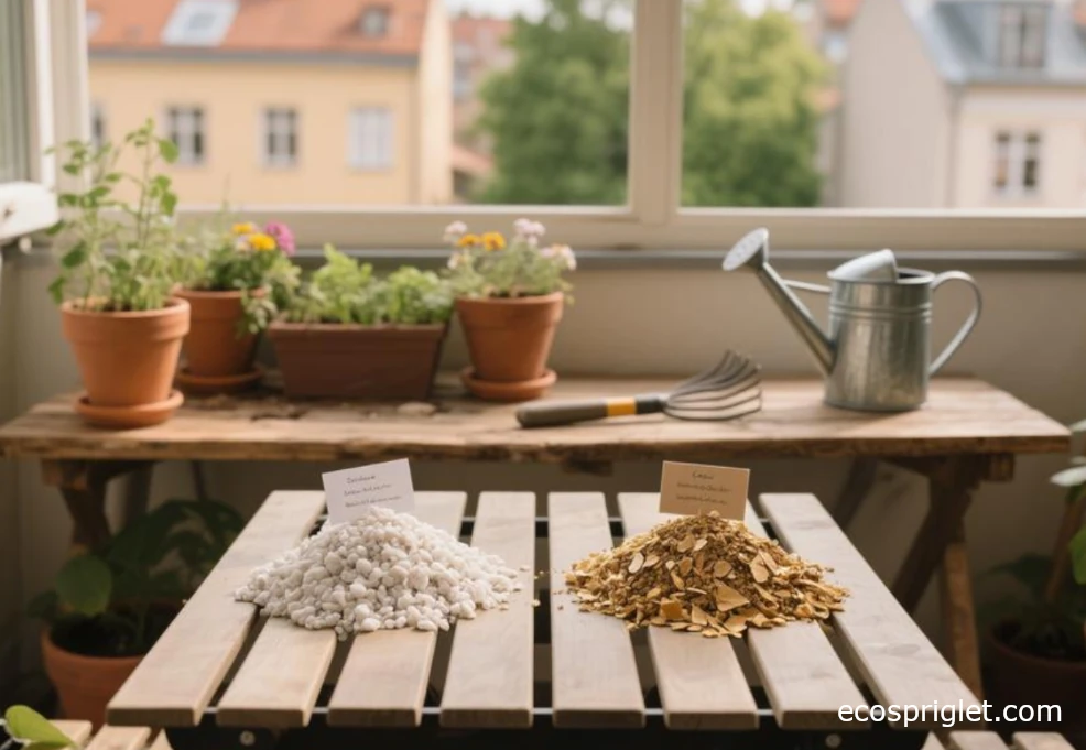 Perlite and vermiculite side by side showing texture and color differences.