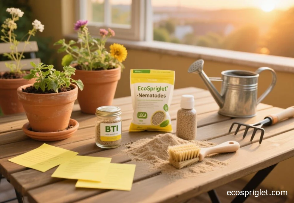 Natural fungus gnat controls: traps, BTI, nematodes, and top-dress materials.