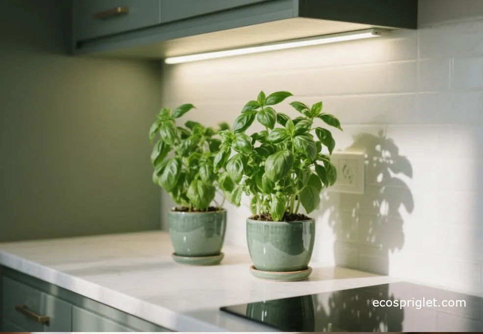 two healthy basil plants