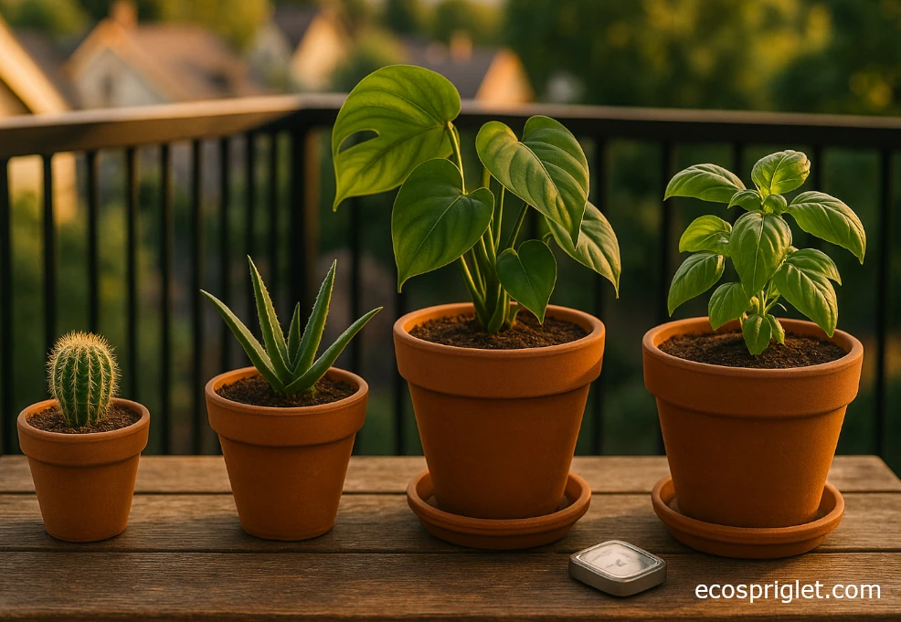 Side-by-side examples showing different moisture targets by plant type.