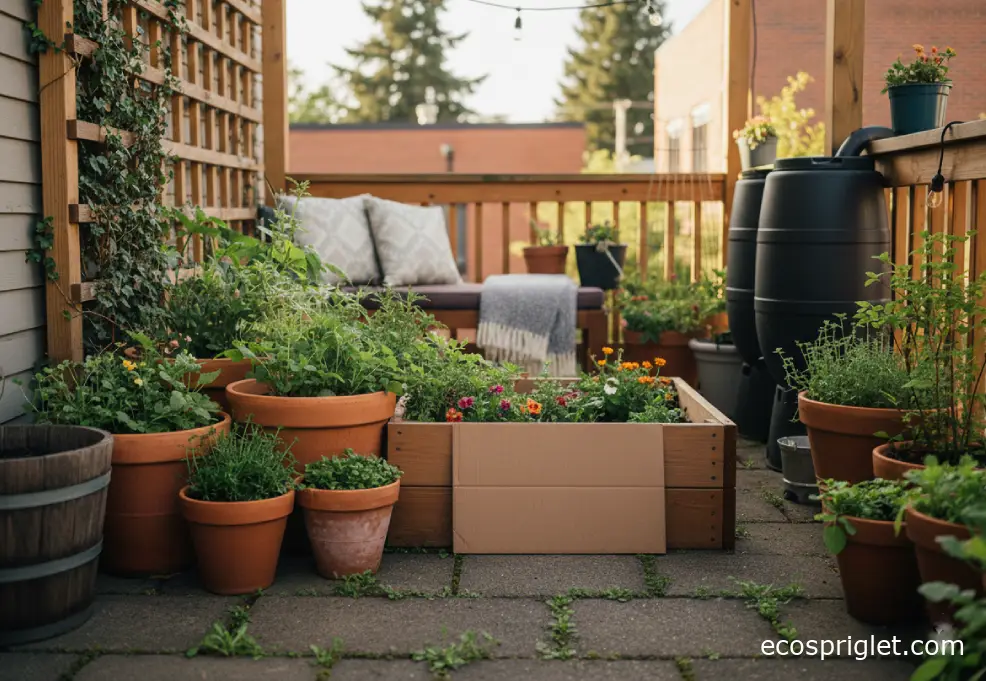 Flower bed weed control setup with cardboard shield protecting nearby plants.